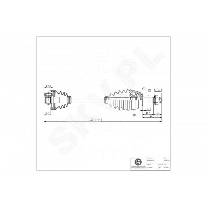 Cardan Arbre de Transmission Avant Gauche Pour Fiat Bravo II Lancia Delta III