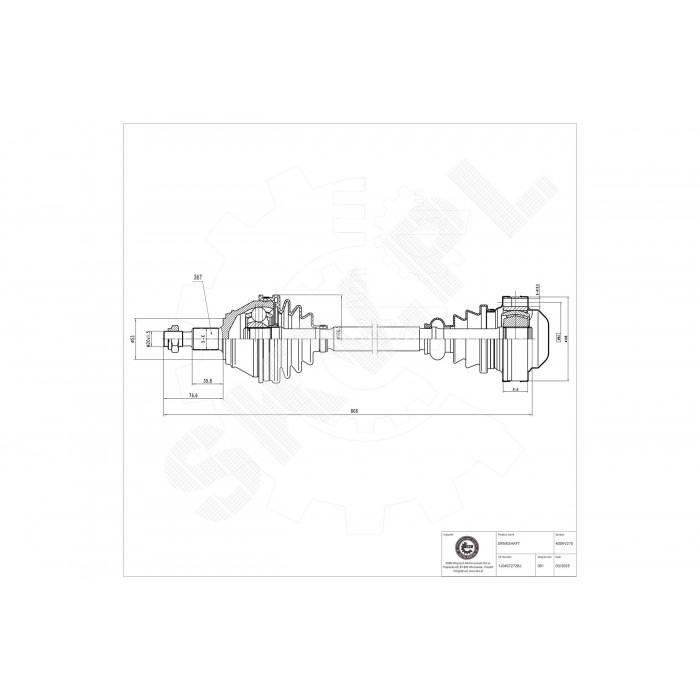 Cardan Arbre de Transmission Avant Droit Pour VW Audi Seat Skoda 1J0407272GC