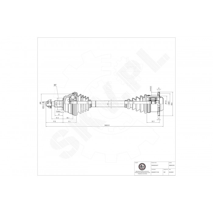 Cardan Arbre de Transmission Avant Gauche Pour VW Passat Audi A4 8D0407271DM