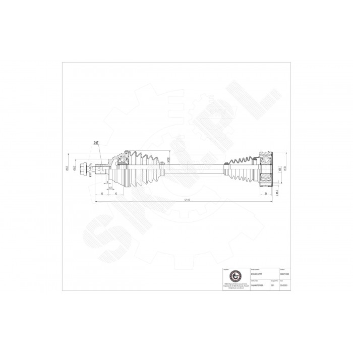 Cardan Arbre de Transmission Avant Gauche Pour VW Audi A3 Seat Skoda 1K0407271LB
