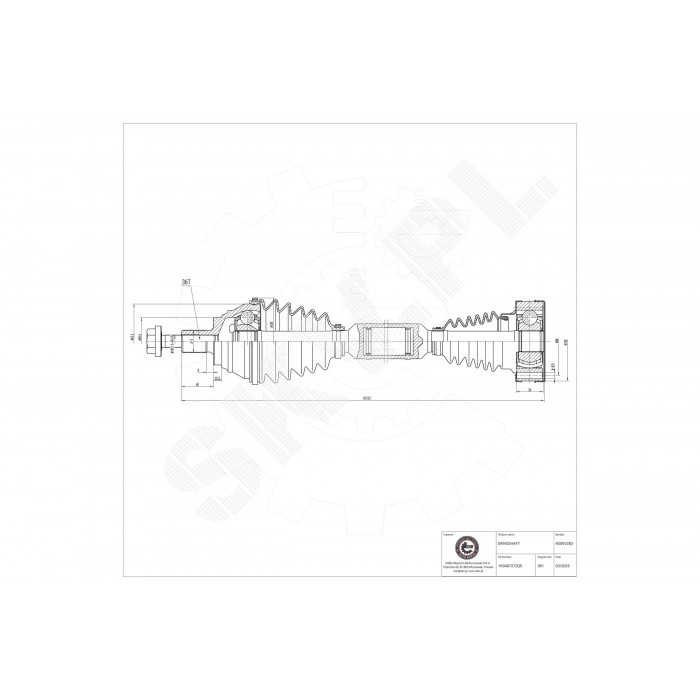 Cardan Arbre de Transmission Avant Droit Pour VW Audi A3 Seat Skoda 5Q0407762EX