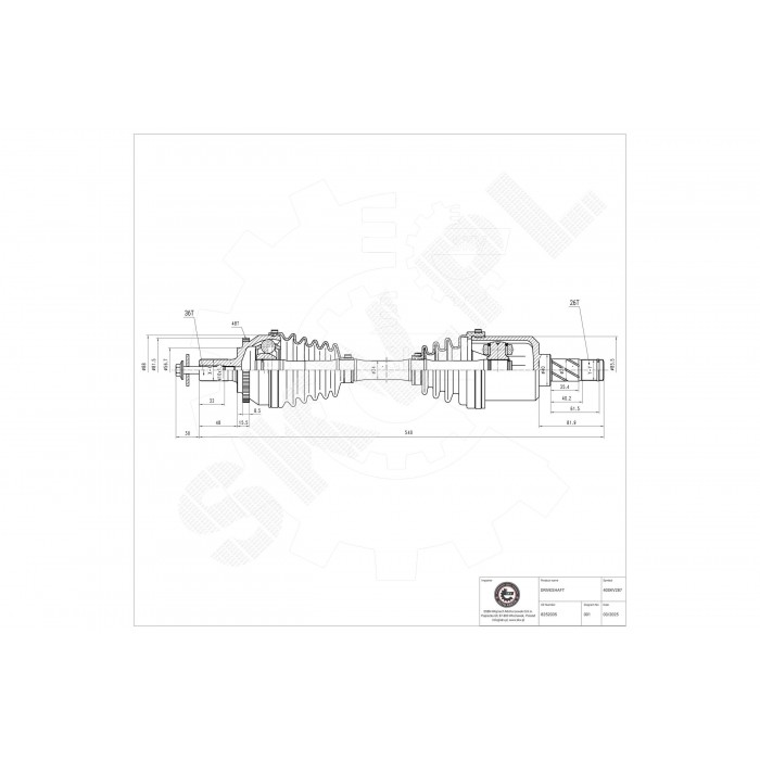 Cardan Arbre de Transmission Avant Gauche Pour Volvo S60 I V70 II 36000520