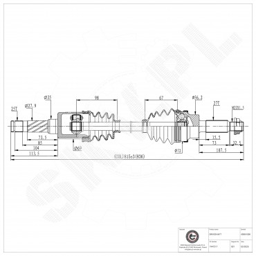 Cardan Arbre de Transmission Arrière Pour Ford Kuga II 1947217 2168926 5158310