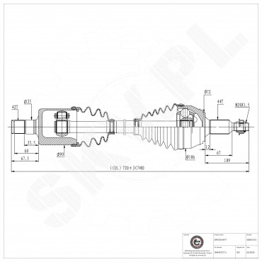 Cardan Arbre de Transmission Avant Gauche Pour VW Crafter MAN Camionnette