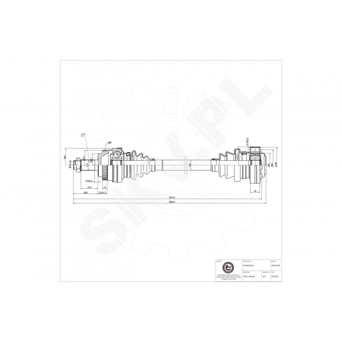 Cardan Arbre de Transmission Arrière Droit Pour BMW Série 3 E46 33211229496
