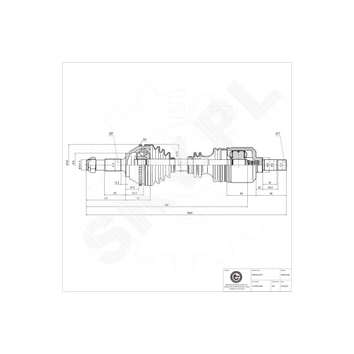 Cardan Arbre de Transmission Avant Gauche Pour Peugeot Fiat Citroën 32728K