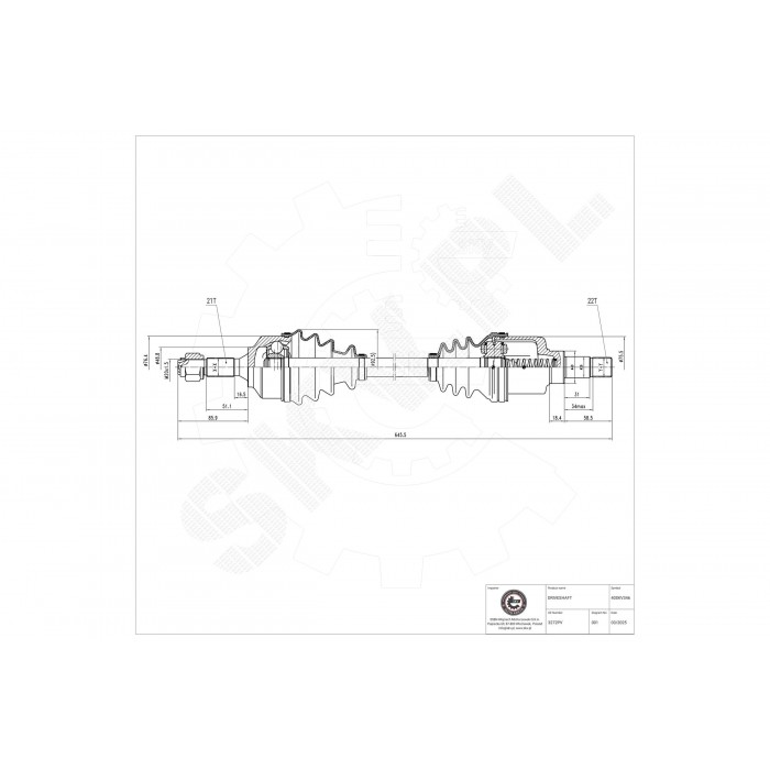 Cardan Arbre de Transmission Avant Gauche Pour Peugeot 207 Citroën C3 DS3