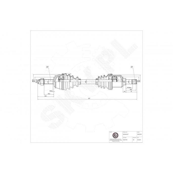 Cardan Arbre de Transmission Avant Gauche Pour Fiat Doblo 46307796 51757652