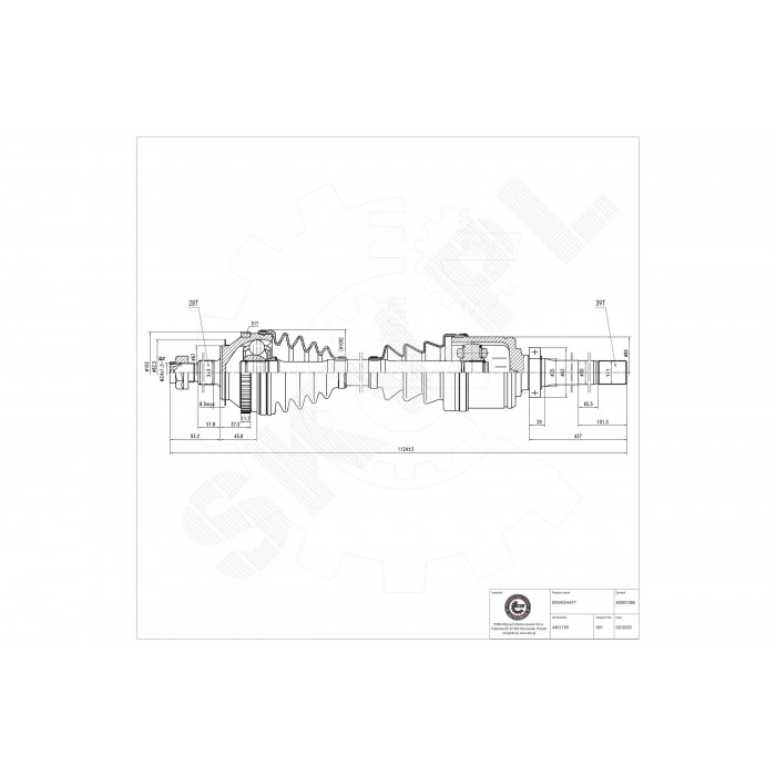 Cardan Arbre de Transmission Avant Gauche Pour Renault Opel Vauxhall 7700102980