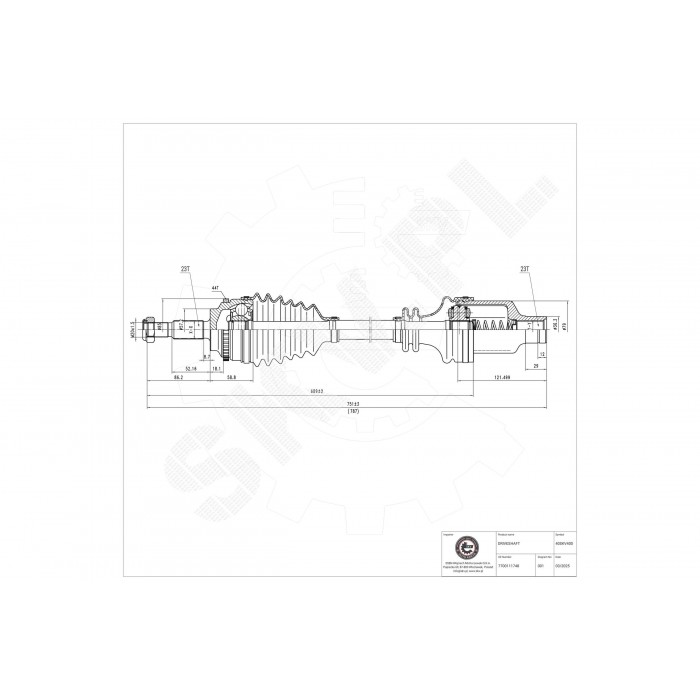 Cardan Arbre de Transmission Avant Droit Pour Renault Clio II Kangoo 7701468842