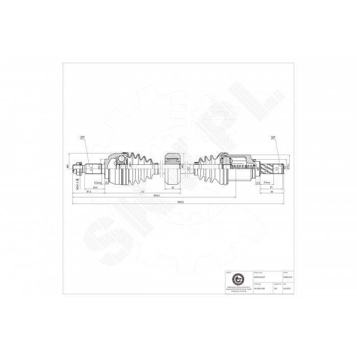 Cardan Arbre de Transmission Avant Droit Pour Renault Dokker Lodgy Dacia Dokker