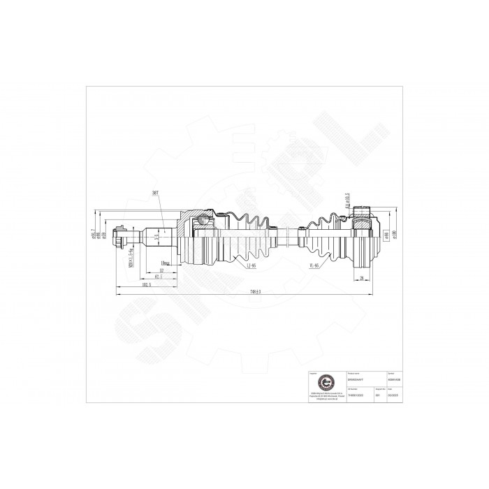 Cardan Arbre de Transmission Arrière Droit Pour VW Multivan V VI 7H0501202D