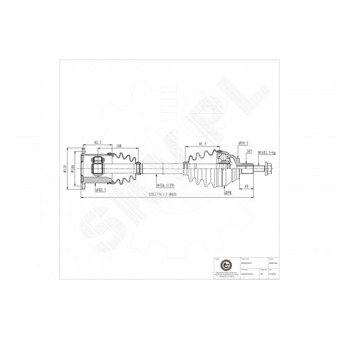 Cardan Arbre de Transmission Avant Droit Pour VW Arteon Passat Touran Skoda