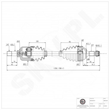 Cardan Arbre de Transmission Avant Gauche Pour Peugeot Partner Citroën Berlingo