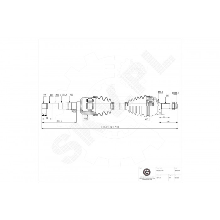 Cardan Arbre de Transmission Avant Droit Pour Peugeot Citroën C4 DS4 DS 3273.NH