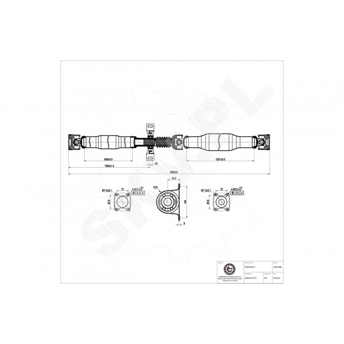 Cardan Arbre de Transmission Arrière Pour VW Crafter 30-35 30-50 Mercedes-Benz