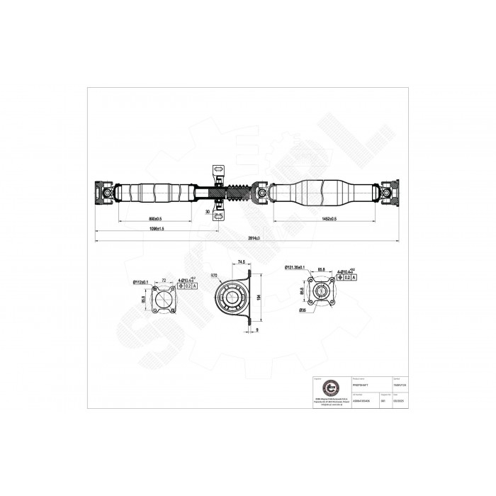 Cardan Arbre de Transmission Arrière Pour VW Crafter 30-35 Mercedes-Benz
