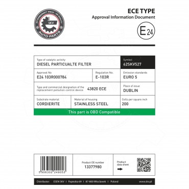 FAP Filtre à Particules Pour Opel Astra J Vauxhall Astravan V Astra VI