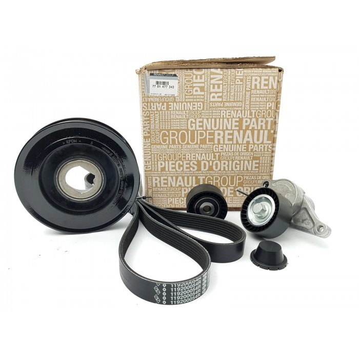 Kit Galet Courroie d'Accessoire + Poulie Damper Pour Renault 7701477343