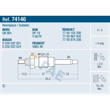 Bougie de Préchauffage Pour Renault Clio I Megane Scenic Rapid 7700874336