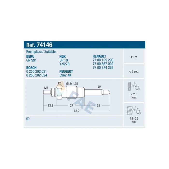 Bougie de Préchauffage Pour Renault Clio I Megane Scenic Rapid 7700874336