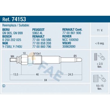 Bougie de Préchauffage Pour Renault Honda Land Rover MG 7700100586 7700858208