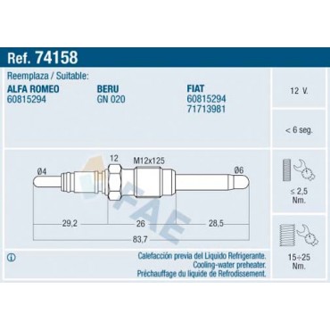 Bougie de Préchauffage Pour Fiat Brava Alfa Romeo Lancia 60815294 71713981