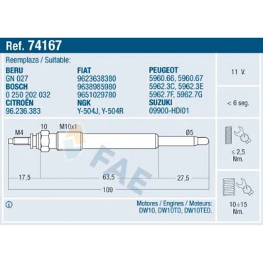Bougie de Préchauffage Pour Peugeot Fiat Suzuki Citroën 5960.66 9623638380