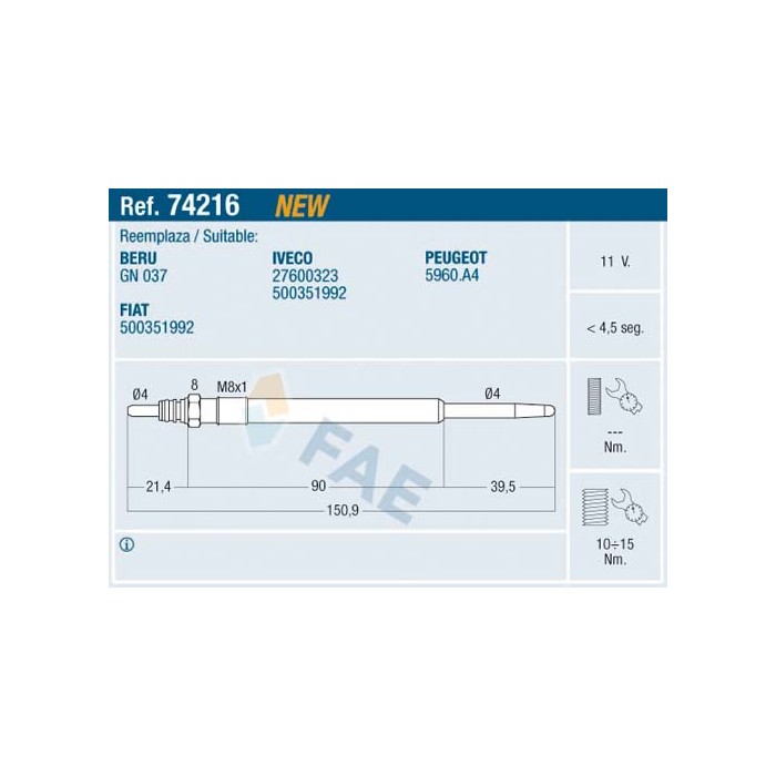 Bougie de Préchauffage Pour Fiat Ducato Iveco Daily III IV