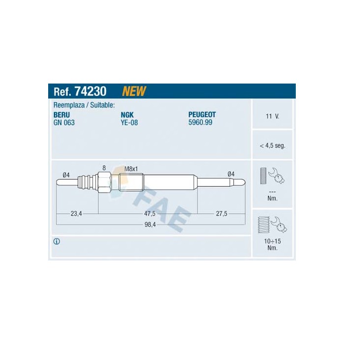 Bougie de Préchauffage Pour Peugeot 407 607 Citroën C5 C6